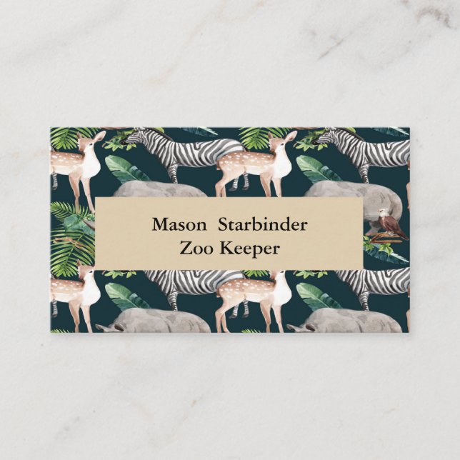 Carte De Visite Zoo Keeper avec Arrière - plan animal (Devant)