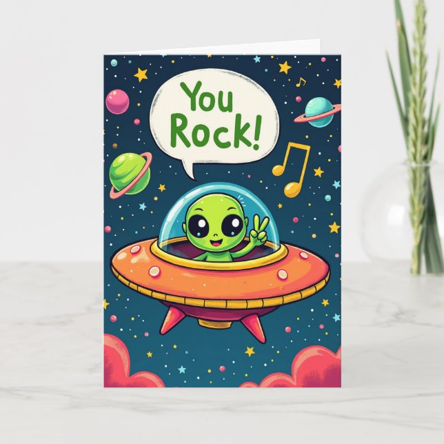 Carte de vœu d'anniversaire Alien Cosmique (Devant)