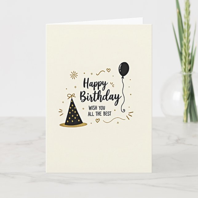 Carte de vœu d'anniversaire Chapeau Doré (Devant)