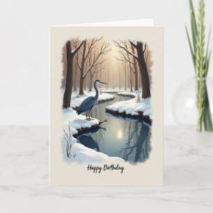 Carte de vœu d'anniversaire pour oiseau hivernal