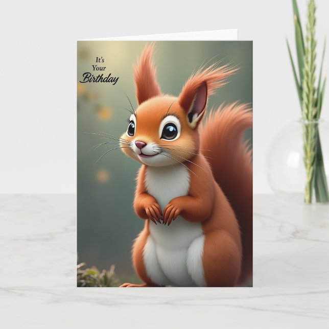Carte de vœu d'anniversaire Red Fur (Devant)