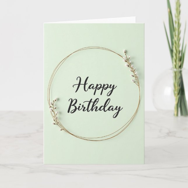 Carte de Vœu d'Anniversaire Verte Menthe à Script (Devant)