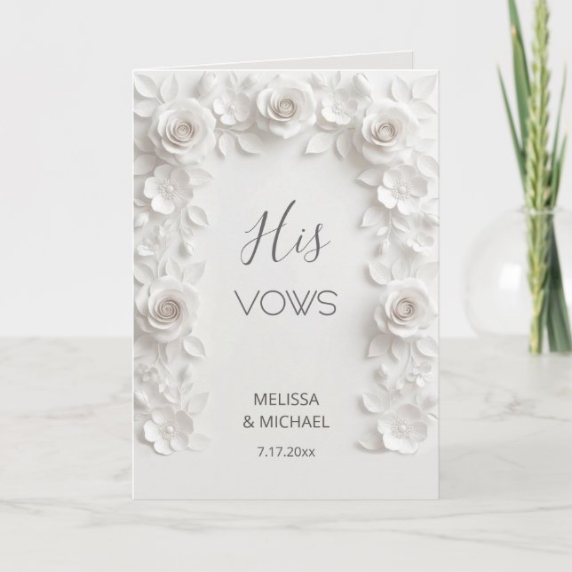 Carte de vœu de mariage aux roses 3D blanches (Devant)