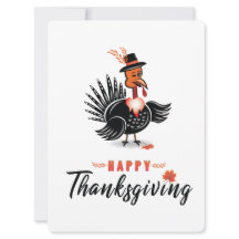 Carte de vœu de Thanksgiving avec un dessin animé