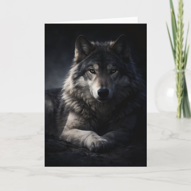 Carte de vœu Loup solitaire - Intérieur vierge sur (Devant)