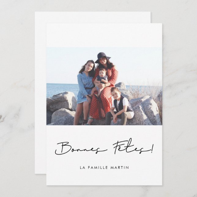 Carte de voeu photo Bonnes fêtes à personnaliser (Devant / Derrière)