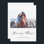 Carte de voeu photo Bonnes fêtes à personnaliser<br><div class="desc">Un style simple et coche pour cette carte de voeu en français,  personnalisable avec votre photo.</div>