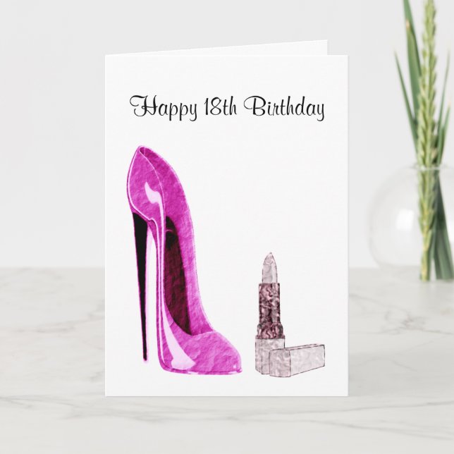 Carte de voeux 18e anniversaire avec Stiletto Rose (Devant)