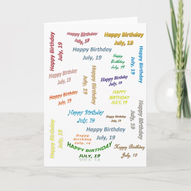Carte de vœux 19 juillet, Anniversaire (Devant)