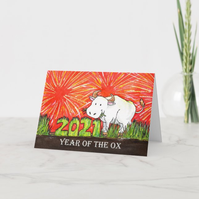 Carte de vœux 2021 Année du bœuf (Devant)