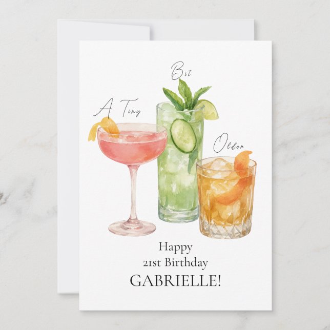Carte de Vœux 21 Ans Martini Tini Bit Older Joyeux (Devant)