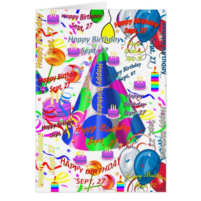 Carte de voeux 27 septembre Anniversaire (Devant)