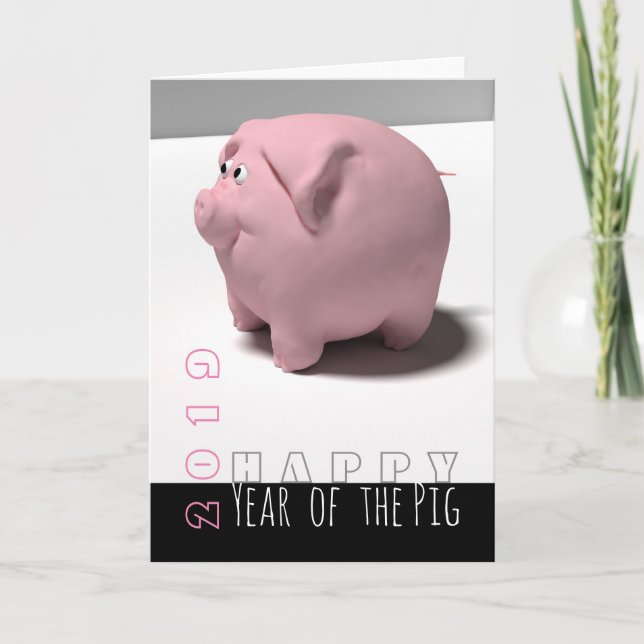 Carte de vœux 3D pour l'année heureuse du cochon c (Devant)