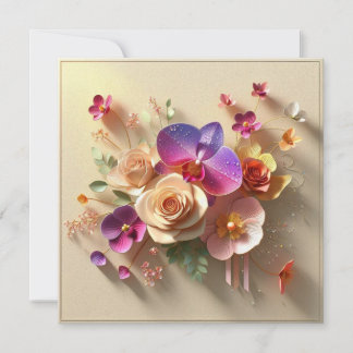 Carte de voeux 3D Spring Blossoms - Roses dynamiqu
