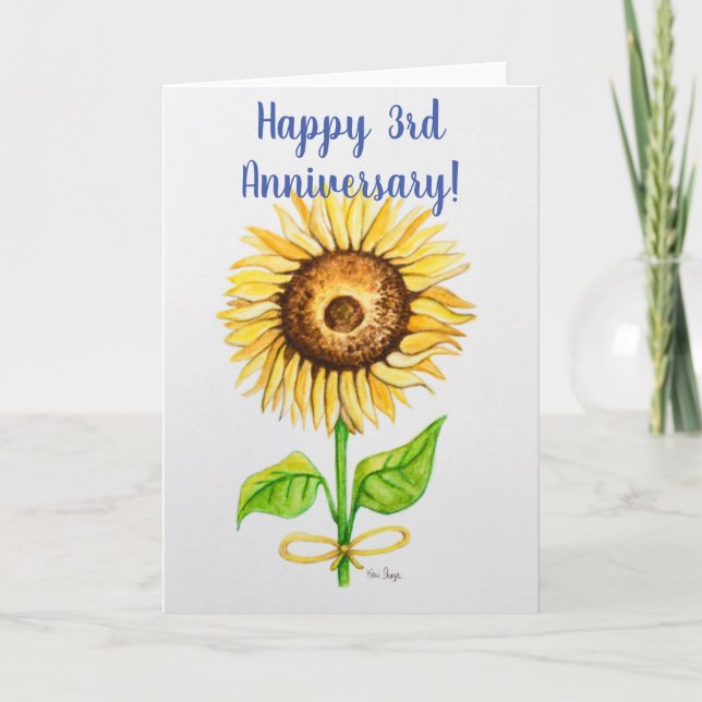 Carte de voeux 3e anniversaire du mariage vide à l (Devant)