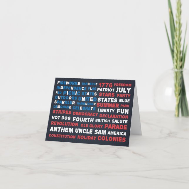 Carte de voeux 4 juillet fête de typographie (Devant)