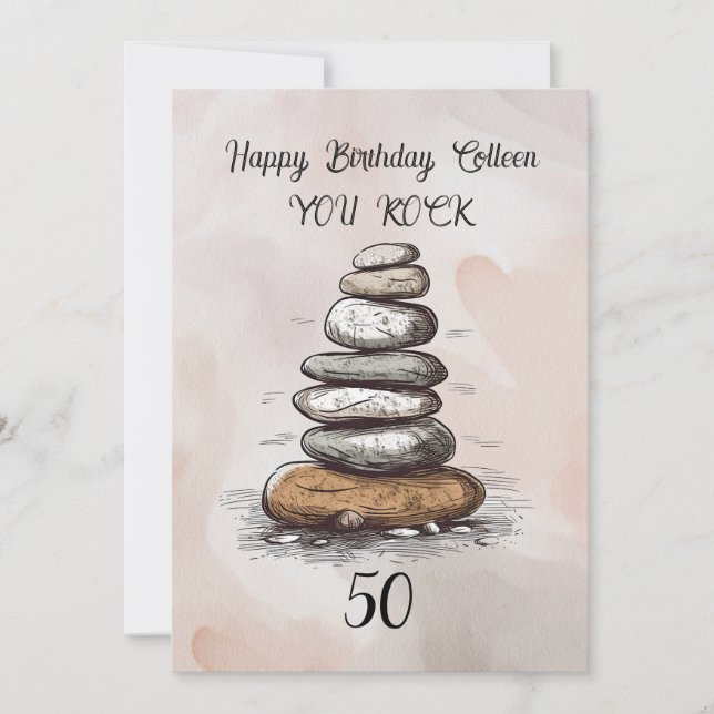 Carte de vœux 50e anniversaire You Rock (Devant)