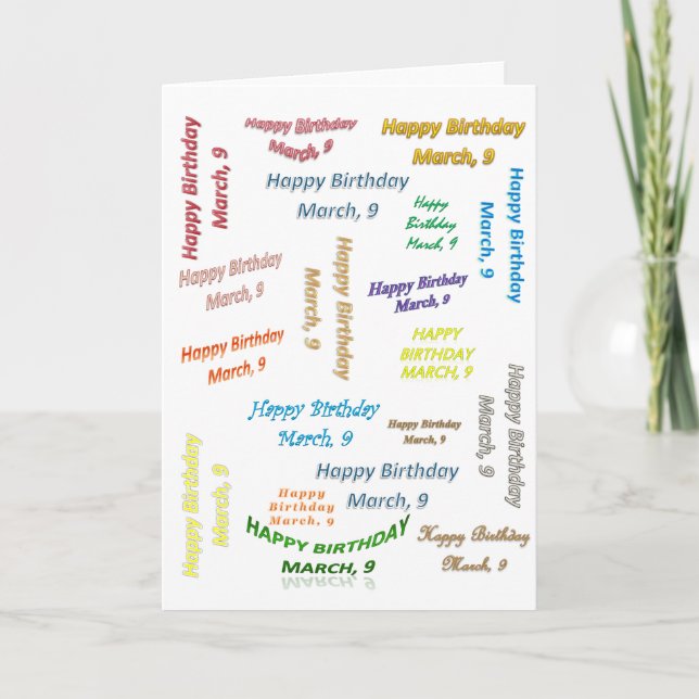 Carte de vœux 9 mars Anniversaire (Devant)
