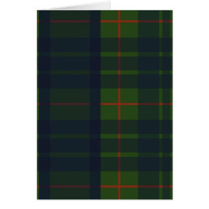 Carte de vœux à carreaux tartan vert et bleu
