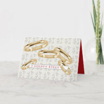 Carte de voeux à cinq anneaux d'or