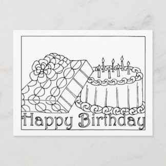 Carte de vœux à colorier Joyeux Anniversaire