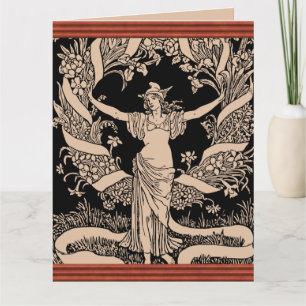 Carte de vœux à couronne florale vintage