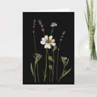 Carte de vœux à fleurs pressées Noire