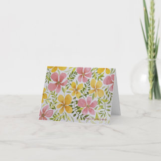 Carte de voeux à fleurs rose et jaune