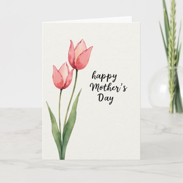 Carte de vœux à fleurs roses striées (Devant)