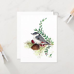 Carte de vœux à l'aquarelle magnifique sittelle