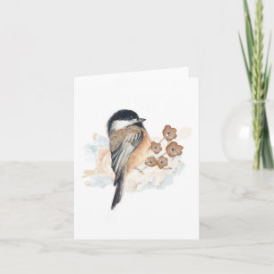 Carte de vœux à l'aquarelle Mésange élégante
