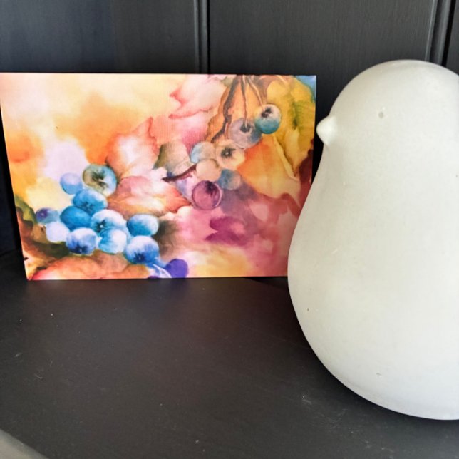 Carte de vœux à l'aquarelle myrtille - Peinte à la (Watercolor blueberry greeting card with soft botanical art, elegant nature stationery gift)