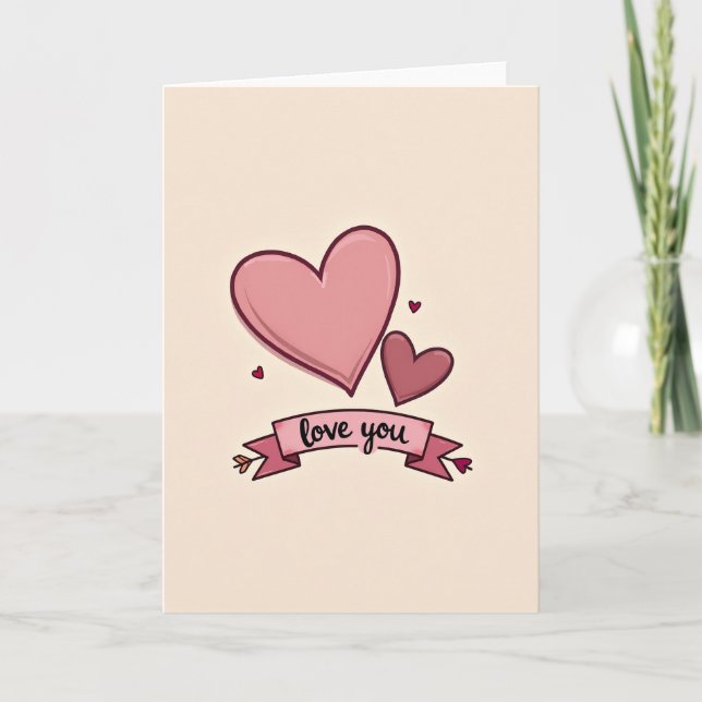 Carte de vœux à l'aquarelle sincère Je t'aime (Devant)