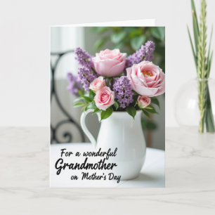 Carte de vœux à motif de fleurs dans un pichet