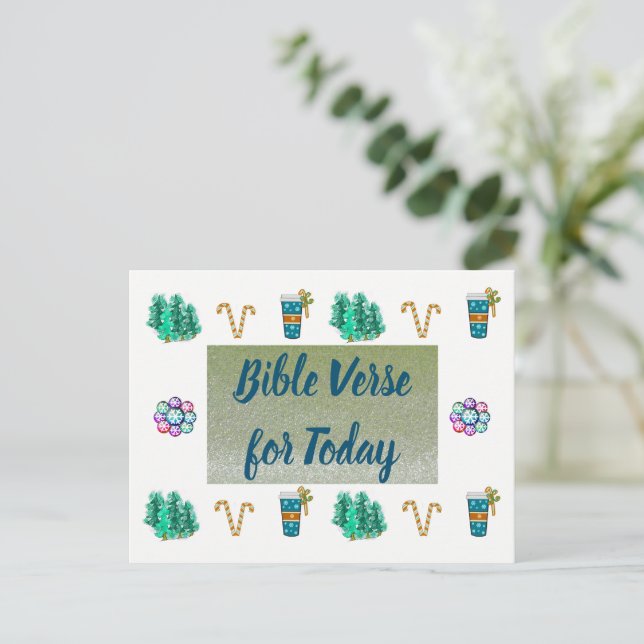 Carte de vœux à paillettes fausses avec verset bib (Debout devant)