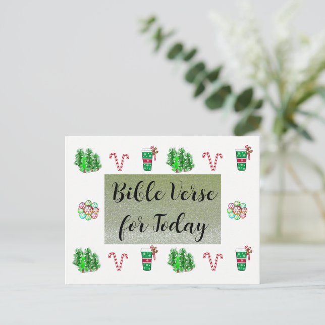 Carte de vœux à paillettes fausses avec verset bib (Debout devant)