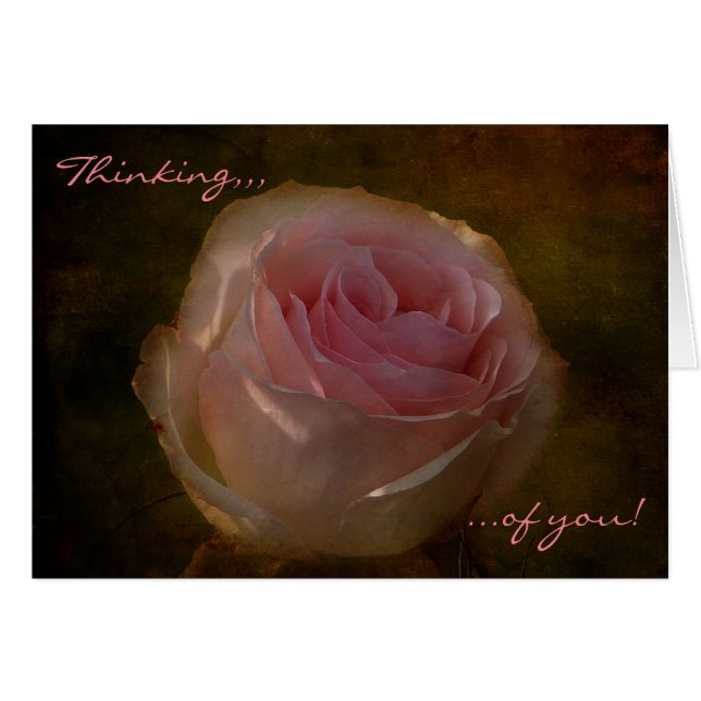 Carte de vœux "À penser à toi" à la rose rose text (Devant horizontal)