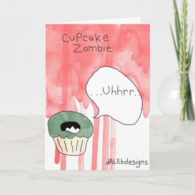 Carte de voeux à thème Cupcake - 'Cupcake Zombie' (Devant)