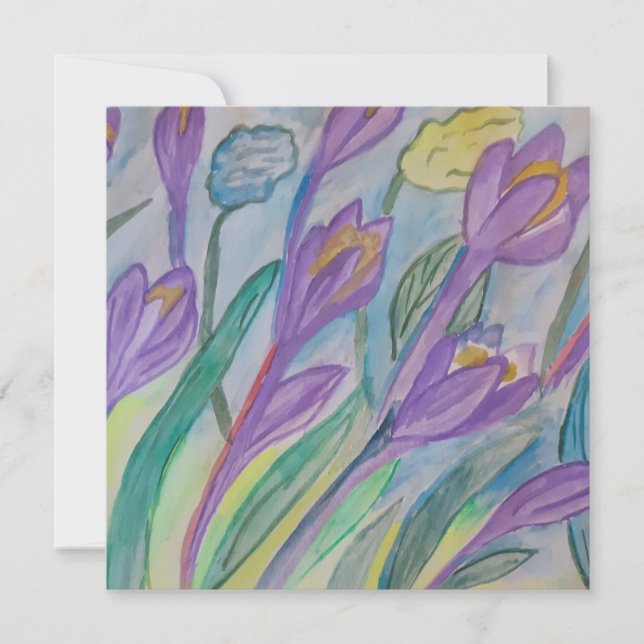 Carte de voeux Abstraite Crocus Flat Spring (Devant)