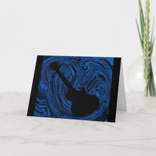 Carte de voeux Abstraite Swirls Guitar, Bleu