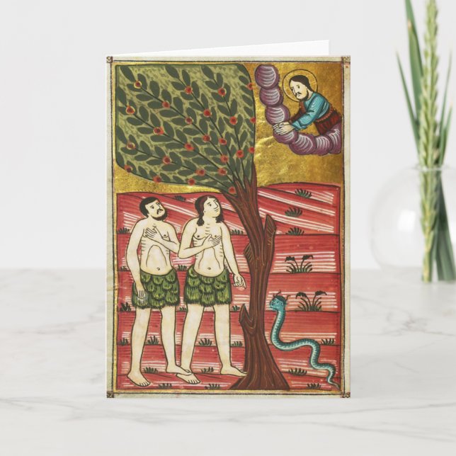 Carte de voeux Adam et Eve Manuscrit éclairé (Devant)