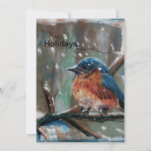 Carte de vœux adorable petit oiseau bleu pour les