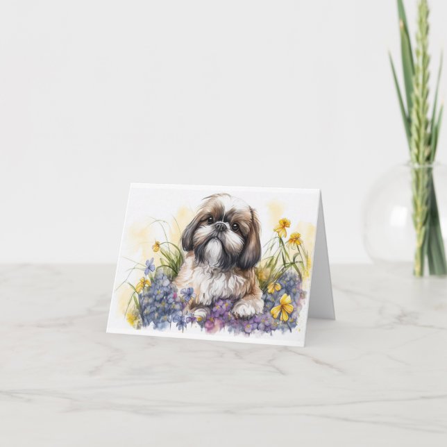 Carte de voeux adorable Shih Tzu Puppy Blank (Devant)