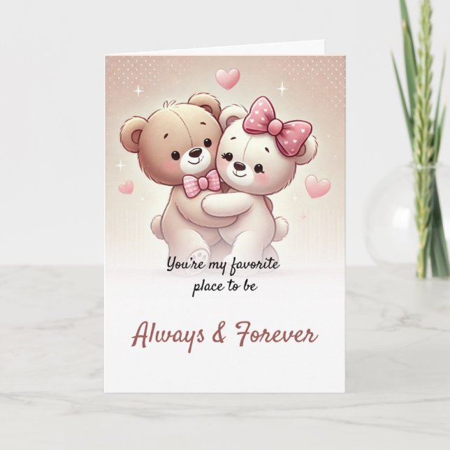 Carte de voeux adorable Teddy Bear Love (Devant)