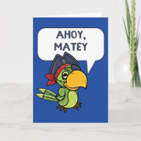 Carte de voeux Ahoy Matey Pirate Parrot Cartoon