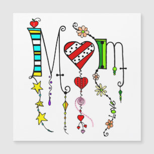 Carte de vœux aimantée avec doodle pour maman
