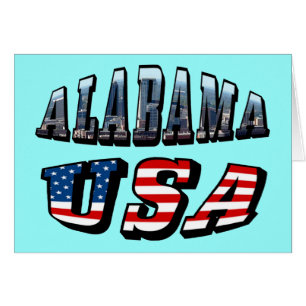 Carte de voeux Alabama Picture USA Flag Font Font