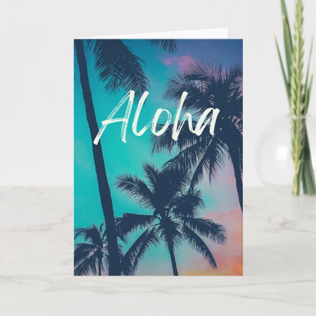 Carte de voeux Aloha Hawaiian Islands Palm Tree (Devant)