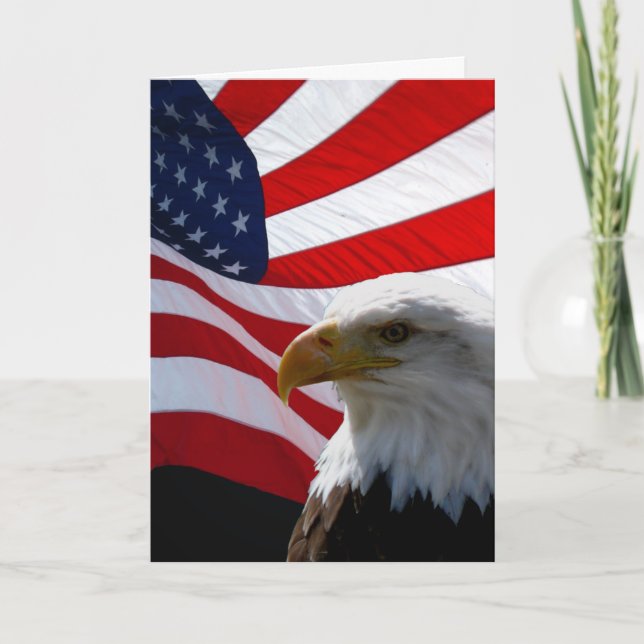 Carte de voeux American Eagle & Waving Flag (Devant)