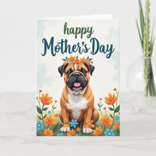 Carte de vœux ami chien floral